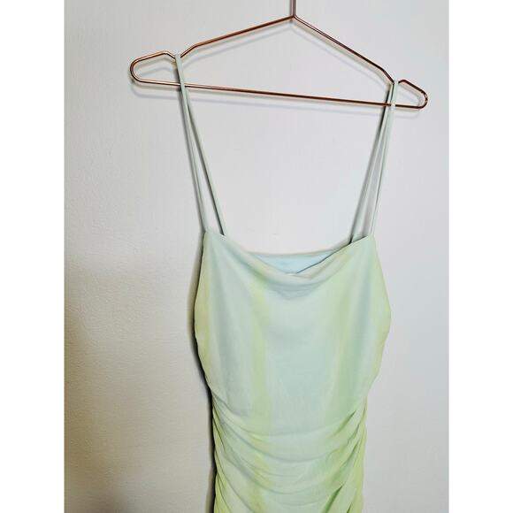 SIGNIFICANT OTHER Green Striped Mesh Square Neck Bodycon Verona Dress Size US 6 - Picture 8 of 14